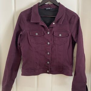 Stretchy purple “jean jacket”